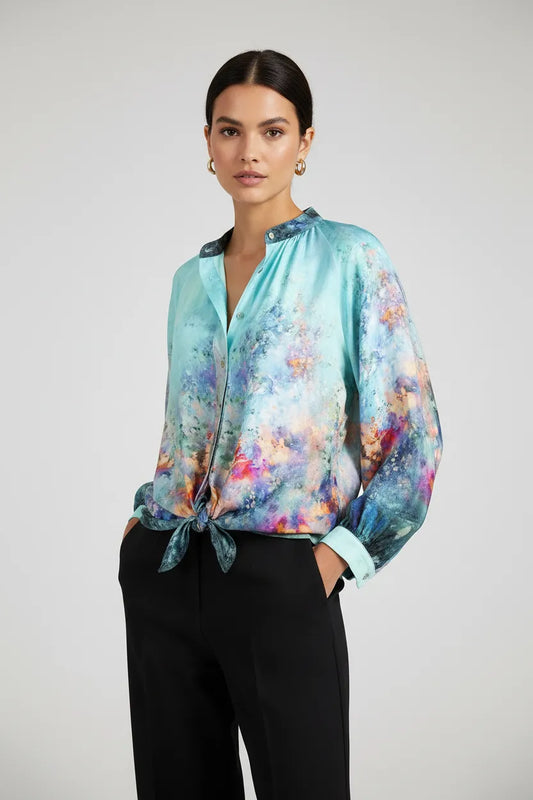 Дамска копринена риза - Aurora Aqua