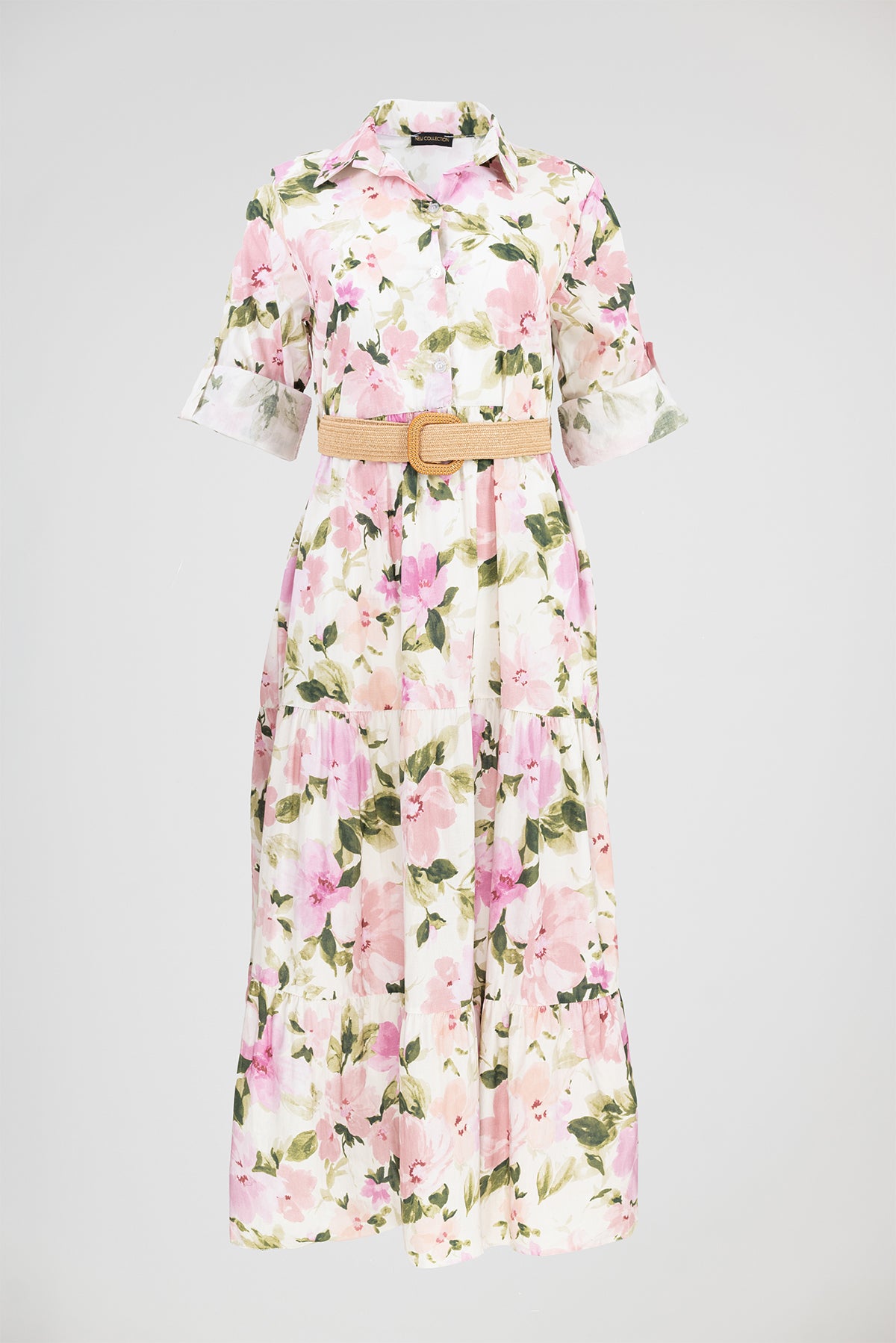 Дълга рокля тип риза с флорален принт - Blossom Garden