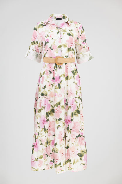 Дълга рокля тип риза с флорален принт - Blossom Garden
