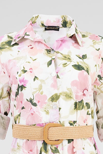 Дълга рокля тип риза с флорален принт - Blossom Garden