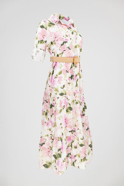 Дълга рокля тип риза с флорален принт - Blossom Garden