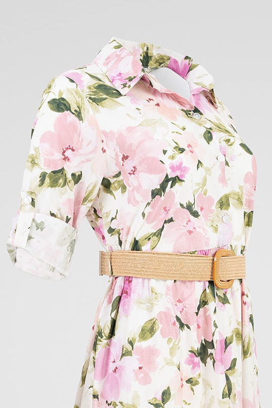 Дълга рокля тип риза с флорален принт - Blossom Garden