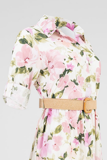 Дълга рокля тип риза с флорален принт - Blossom Garden