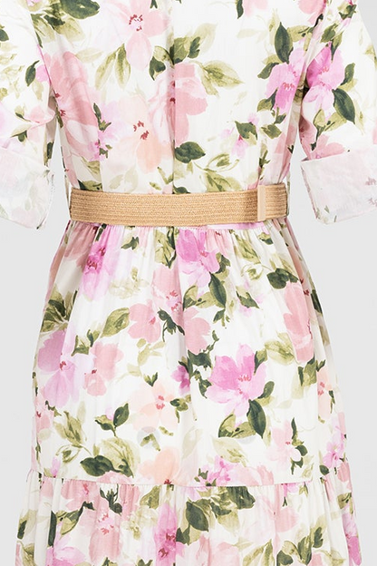 Дълга рокля тип риза с флорален принт - Blossom Garden