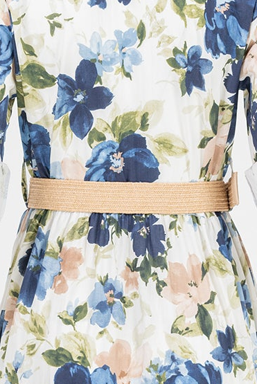 Дълга рокля тип риза с флорален принт - Blue Garden