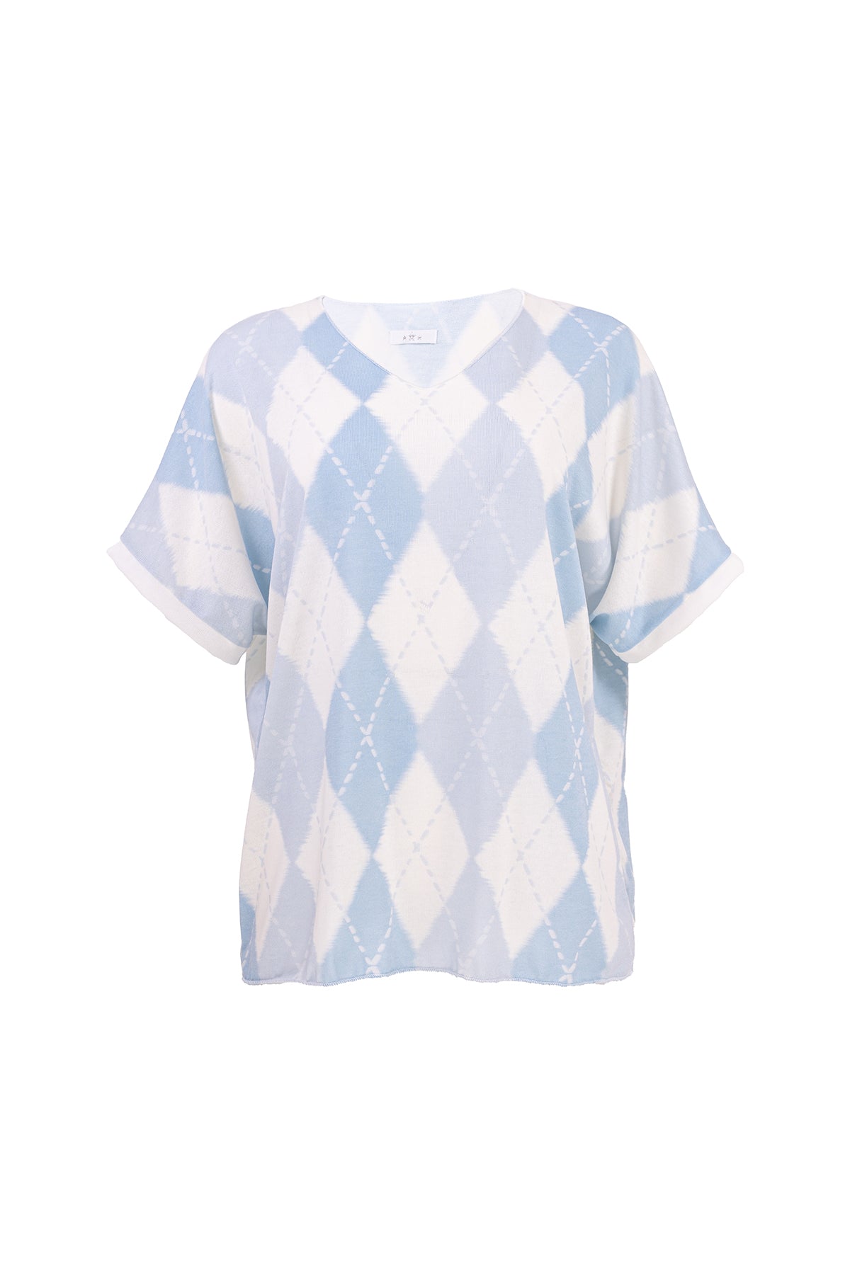 Дамска блуза от фино плетиво с къс ръкав -  Argyle Sky