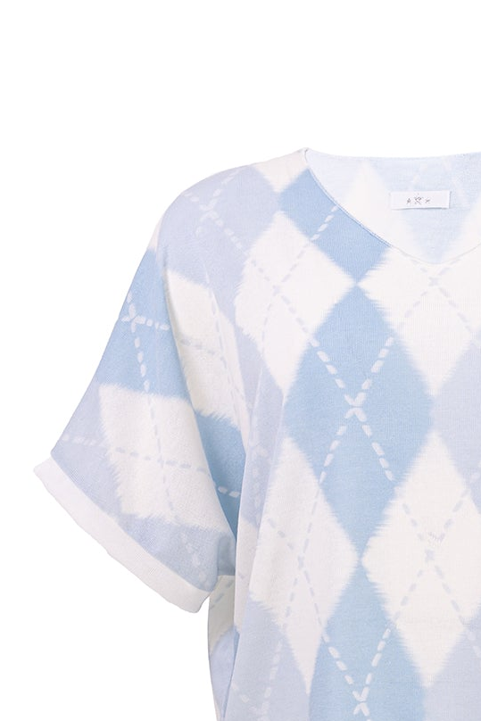 Дамска блуза от фино плетиво с къс ръкав -  Argyle Sky