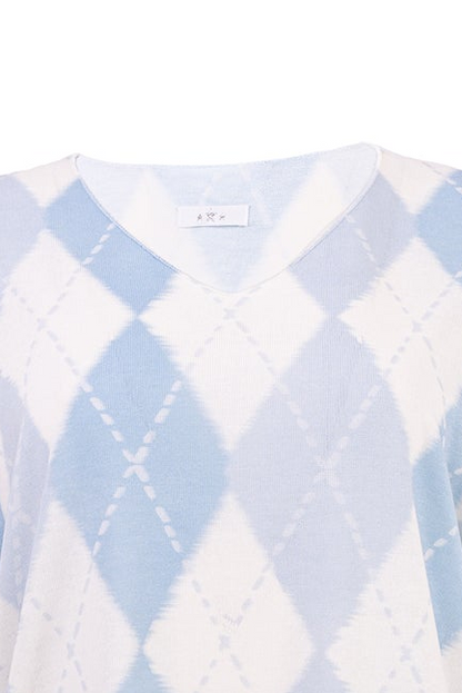 Дамска блуза от фино плетиво с къс ръкав -  Argyle Sky