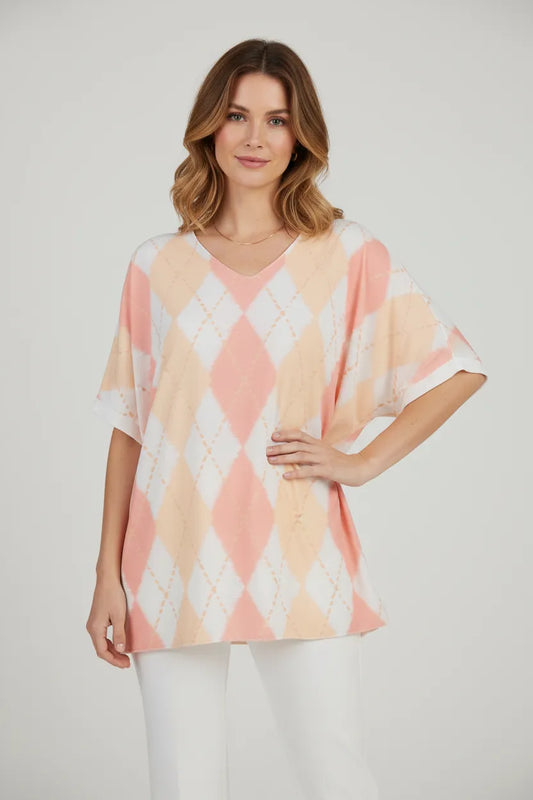 Дамска блуза от фино плетиво с къс ръкав -  Aquarelle Peach