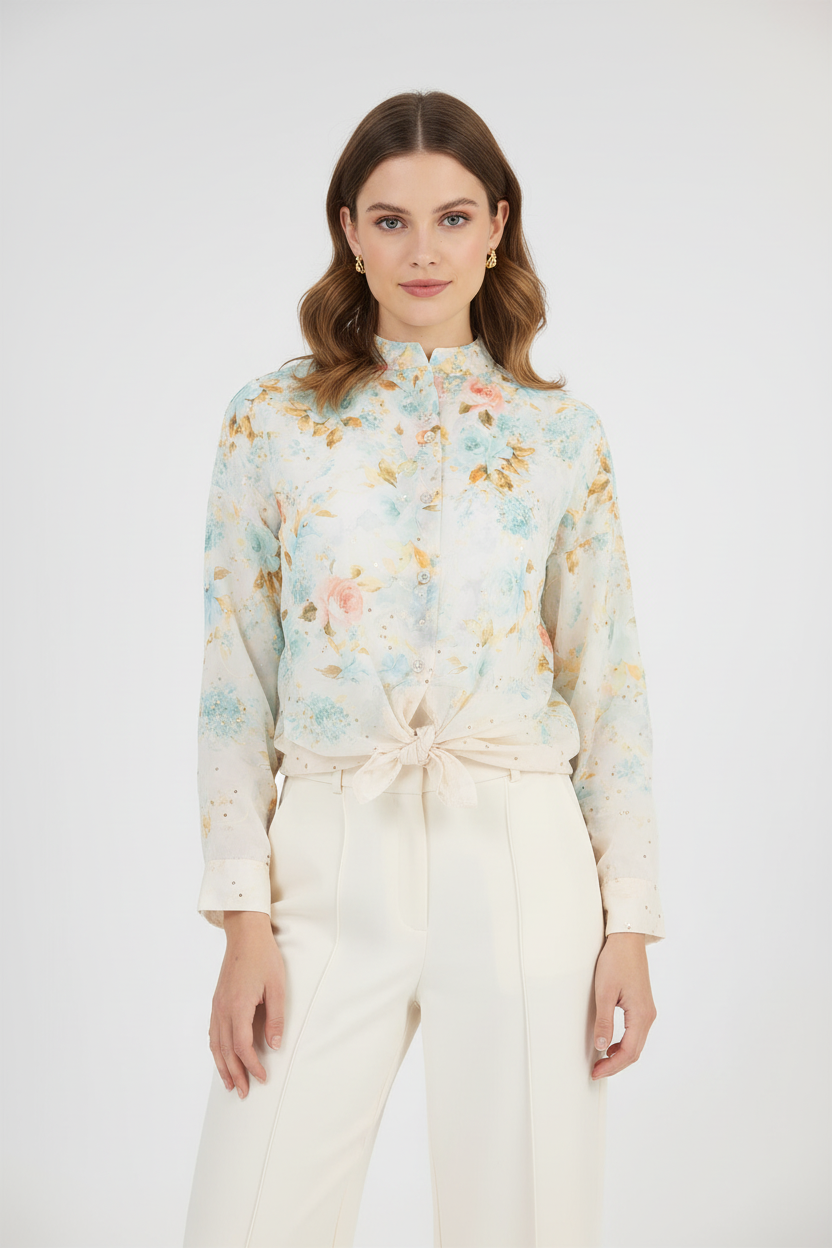 Дамска риза с пастелен флорален принт - Pastel Bloom