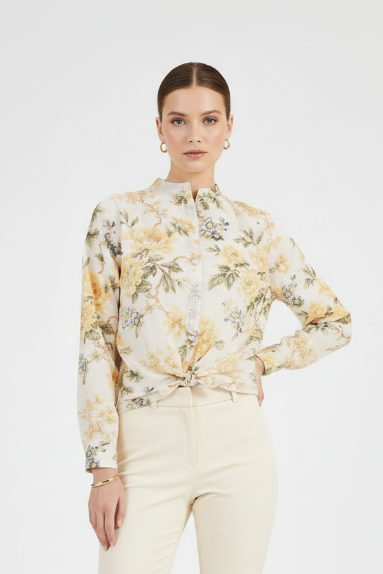 Дамска риза с пастелен флорален принт - Pastel Bloom
