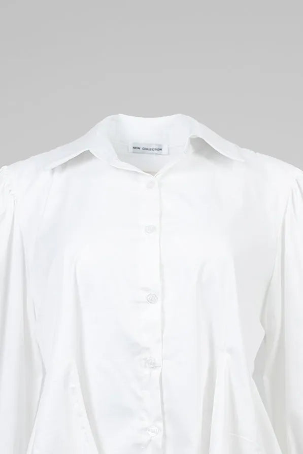 Дамска бяла риза с буфан ръкави - Silky White