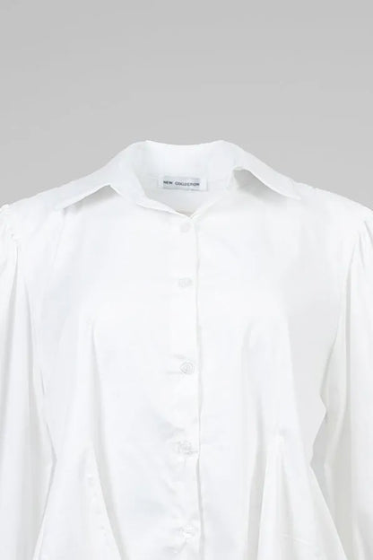 Дамска бяла риза с буфан ръкави - Silky White