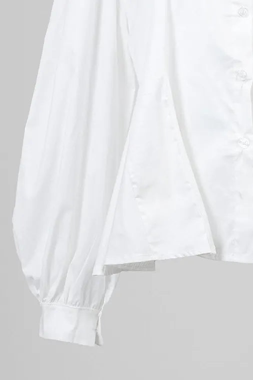 Дамска бяла риза с буфан ръкави - Silky White