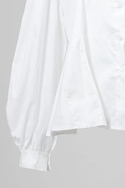 Дамска бяла риза с буфан ръкави - Silky White