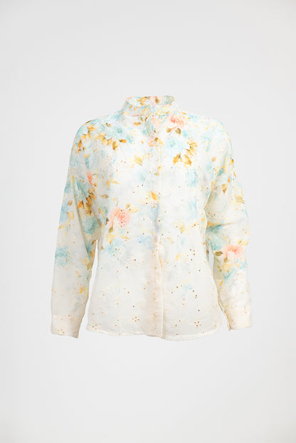 Дамска риза с пастелен флорален принт - Pastel Bloom