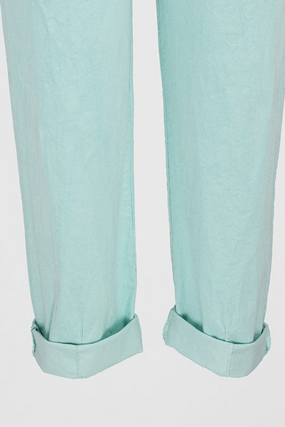 Дамски джинси в цвят мента с колан – Mint Breeze