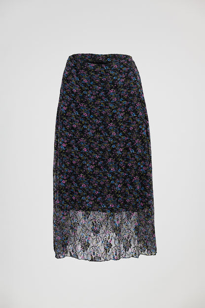 Тюлена миди пола с флорален принт - Midnight Flower