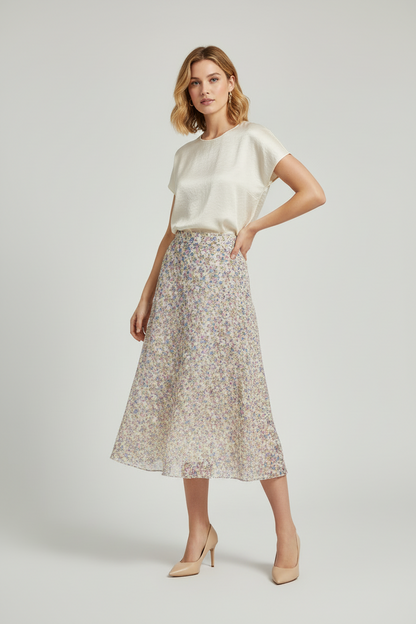 Тюлена миди пола с флорален принт - Morning Flower