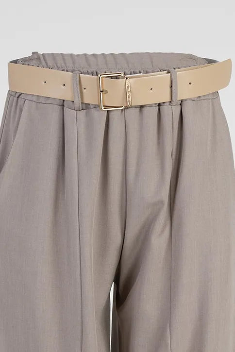 Дамски панталон тип харем с колан - Cappuccino Puff