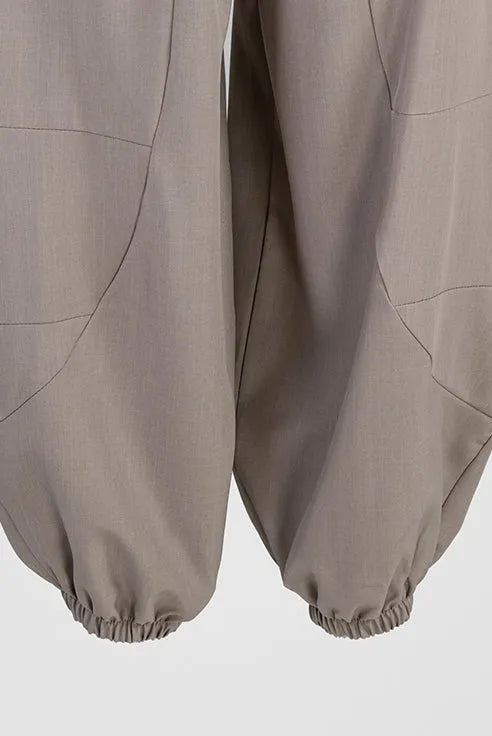 Дамски панталон тип харем с колан - Cappuccino Puff