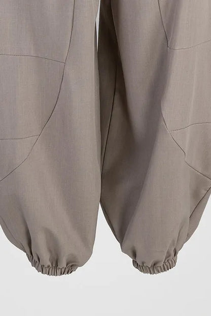 Дамски панталон тип харем с колан - Cappuccino Puff