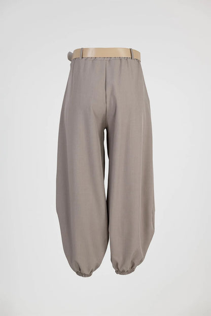 Дамски панталон тип харем с колан - Cappuccino Puff