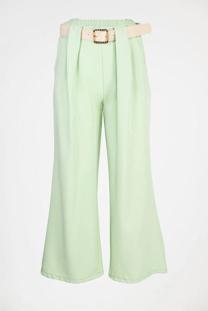 Дамски широк панталон - мента - Wide Leg