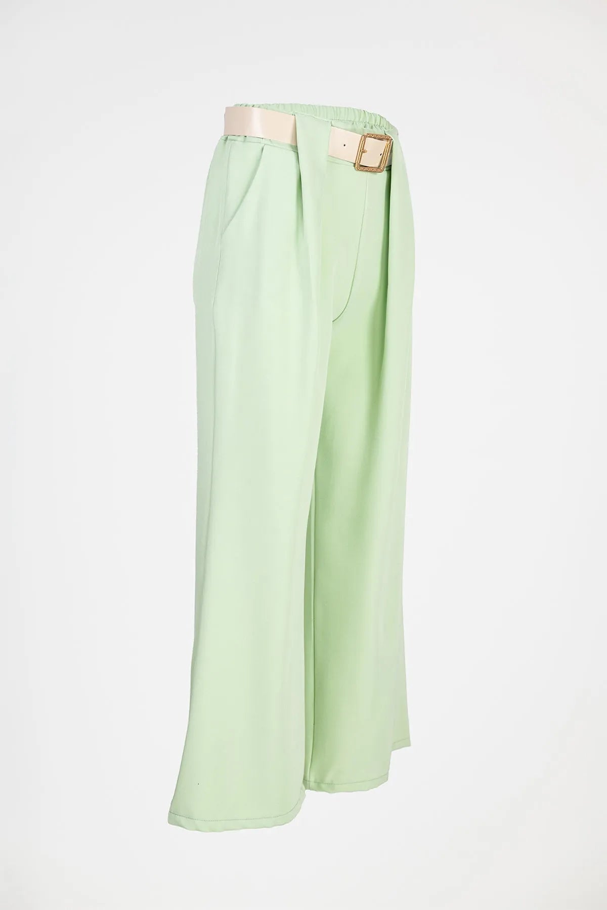 Дамски широк панталон - мента - Wide Leg