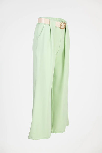 Дамски широк панталон - мента - Wide Leg