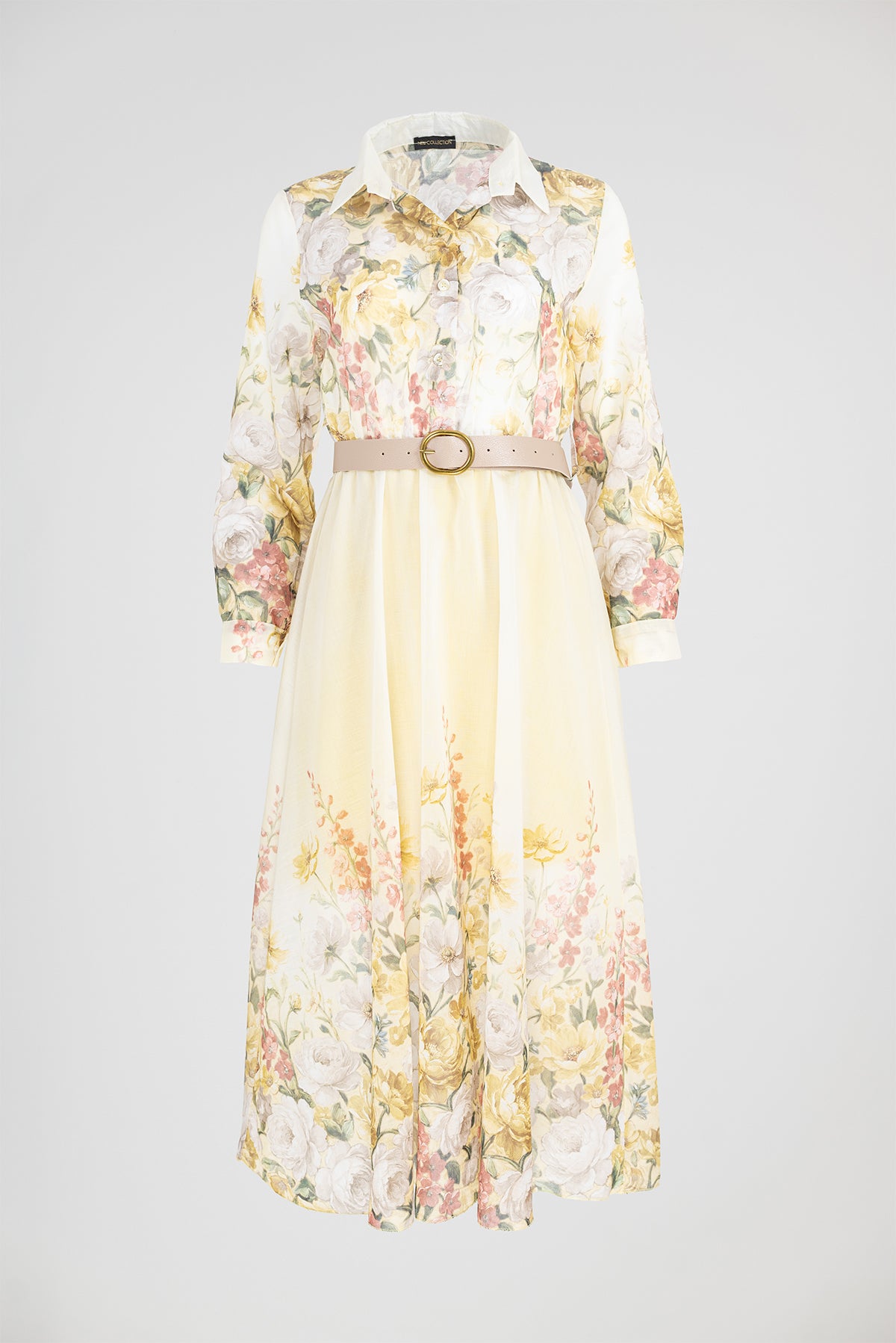 Дамска рокля от тенсел с флорален принт и колан - Flora Lumière