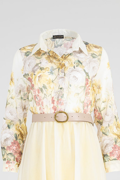 Дамска рокля от тенсел с флорален принт и колан - Flora Lumière