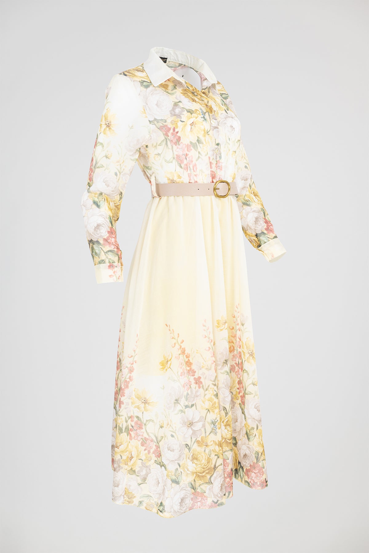 Дамска рокля от тенсел с флорален принт и колан - Flora Lumière