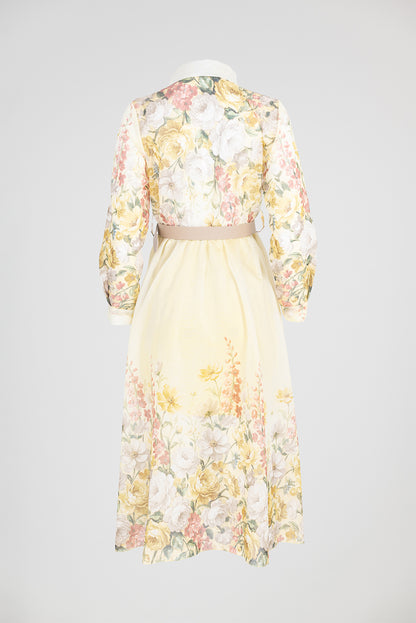 Дамска рокля от тенсел с флорален принт и колан - Flora Lumière