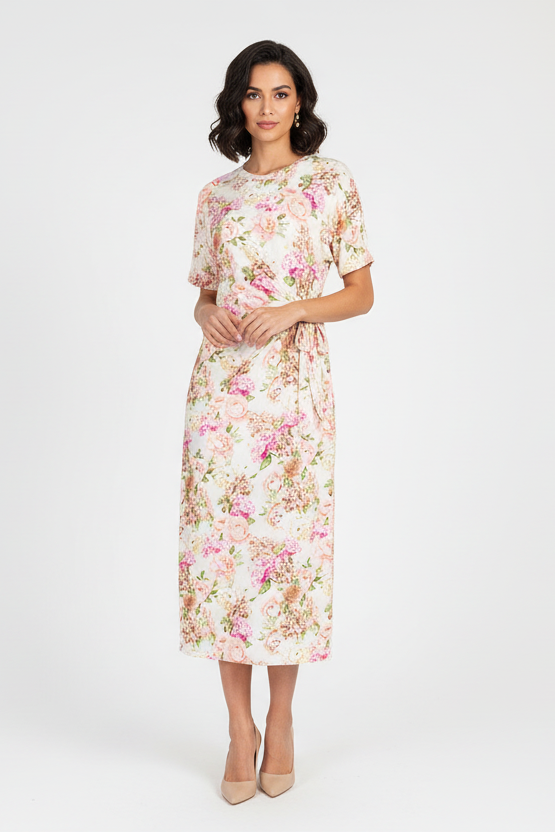 Дълга рокля с цепка отстрани – Pink Mood