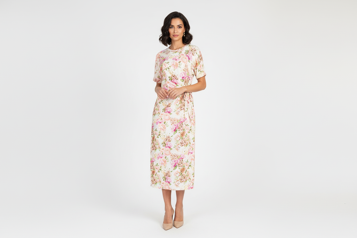 Дълга рокля с цепка отстрани – Pink Mood