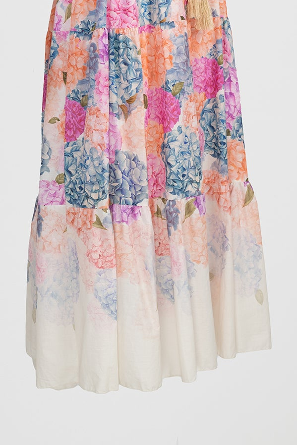 Дълга риза-рокля с флорален принт и колан Harmony