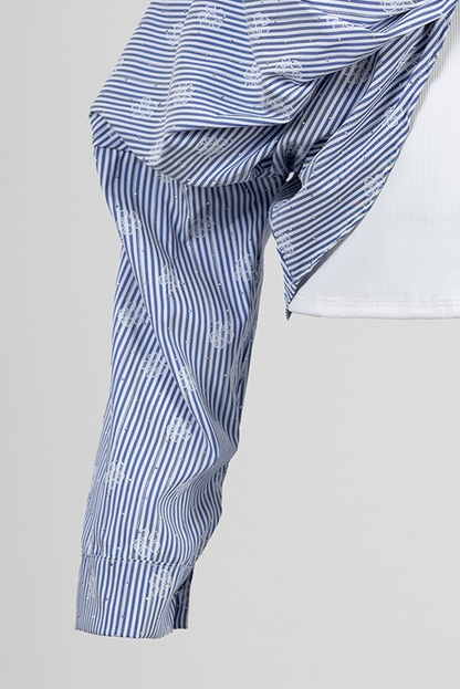 Къс топ с паднали рамене - Sky Stripe