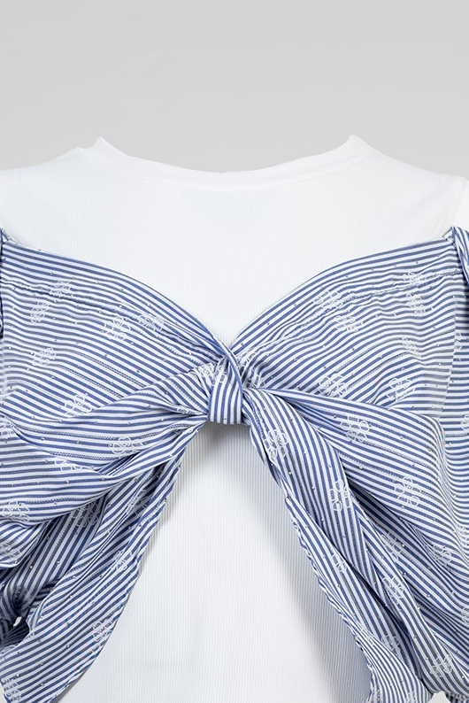 Къс топ с паднали рамене - Sky Stripe