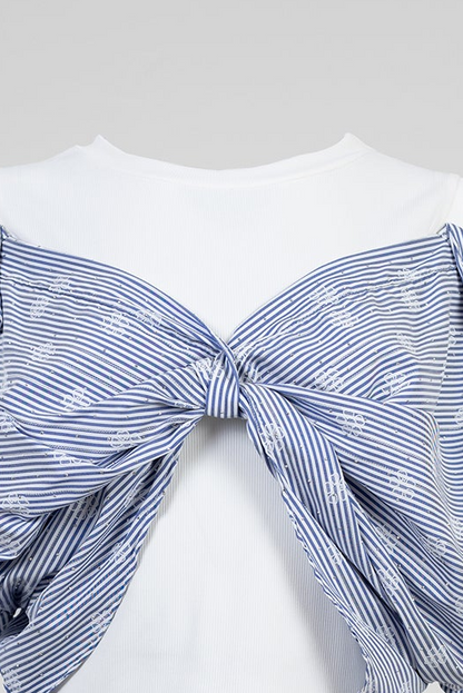 Къс топ с паднали рамене - Sky Stripe