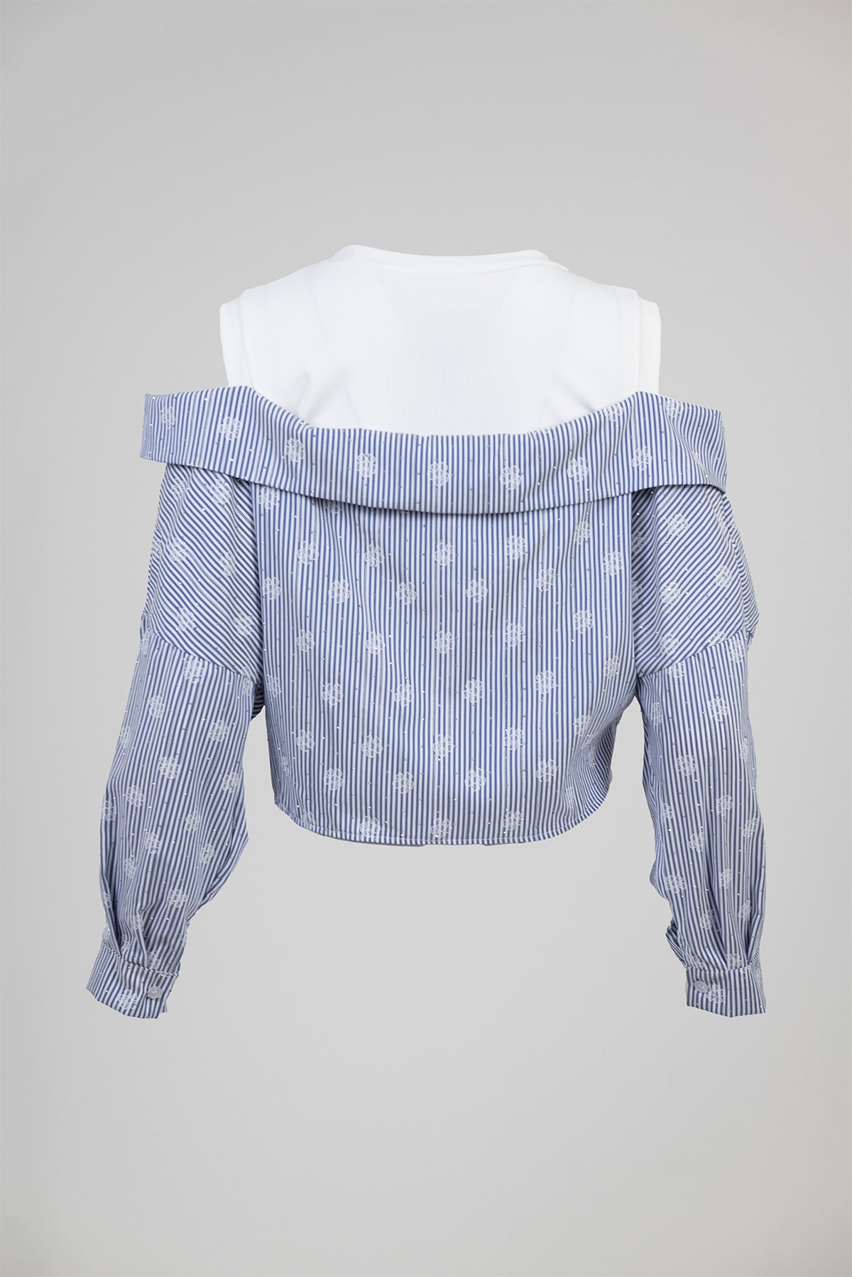 Къс топ с паднали рамене - Sky Stripe