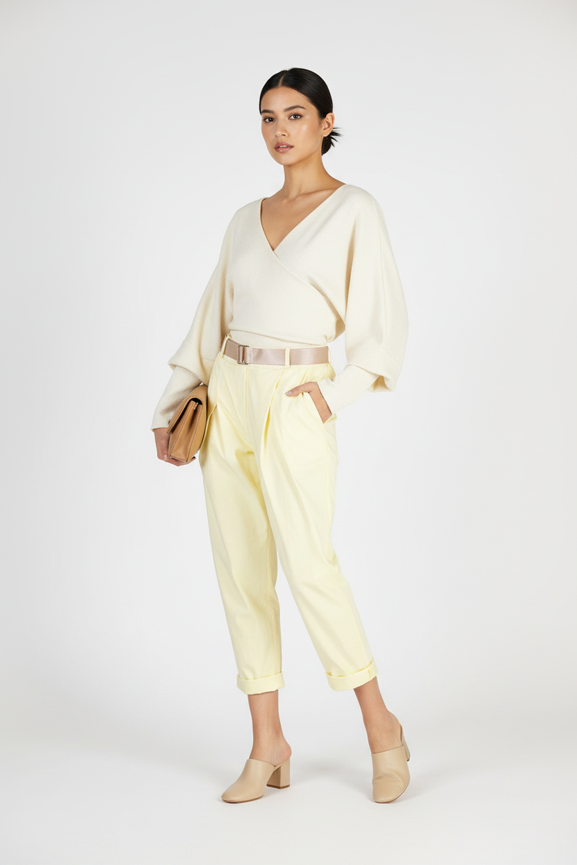 Дамски панталони с колан и еластична талия – Lemon Breeze