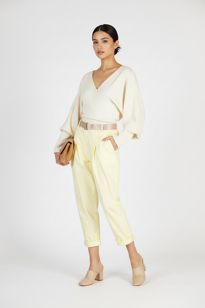 Дамски панталони с колан и еластична талия – Lemon Breeze