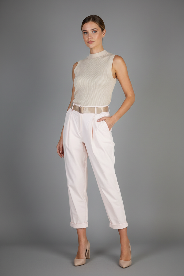 Дамски панталони с колан и еластична талия – Pink Breeze