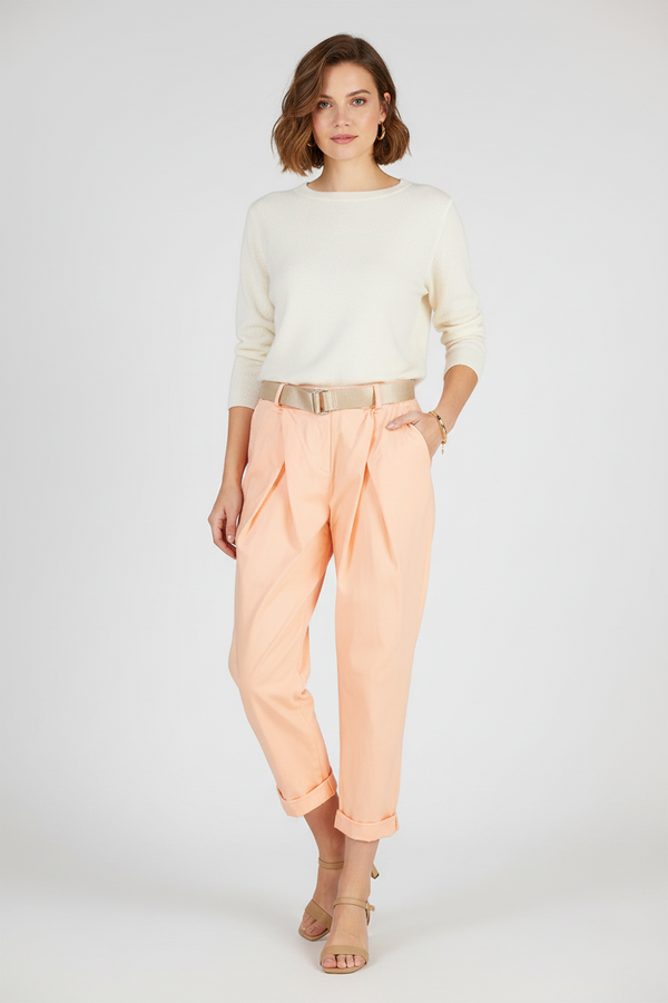 Дамски панталони с колан и еластична талия – Peach Breeze