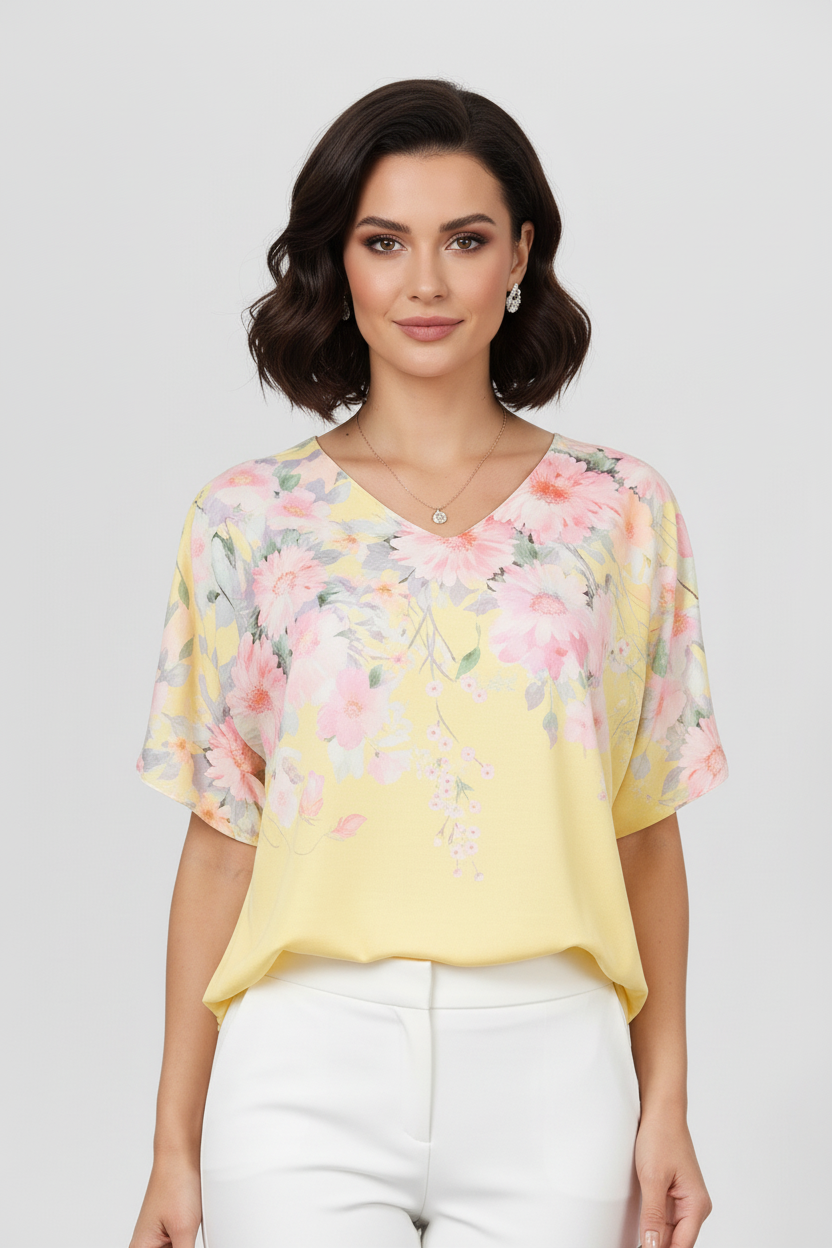 Дамска блуза с къс ръкав от фино плетиво - Blossom Air