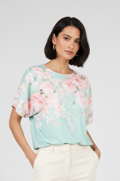 Дамска блуза с къс ръкав от фино плетиво - Blossom Air