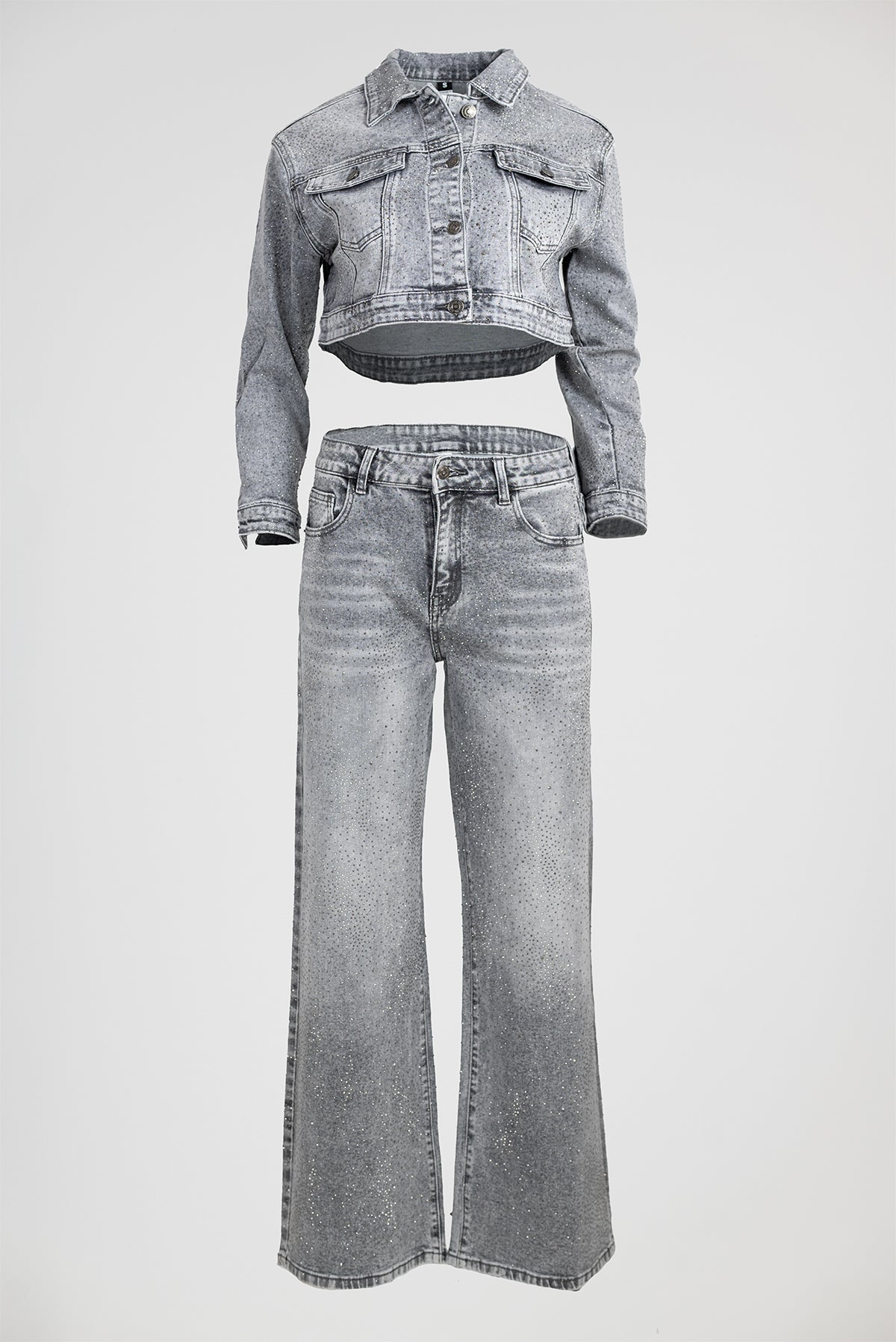 Дамски деним комплект с камъни Silver Spark