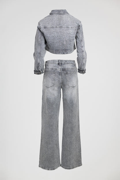 Дамски деним комплект с камъни Silver Spark