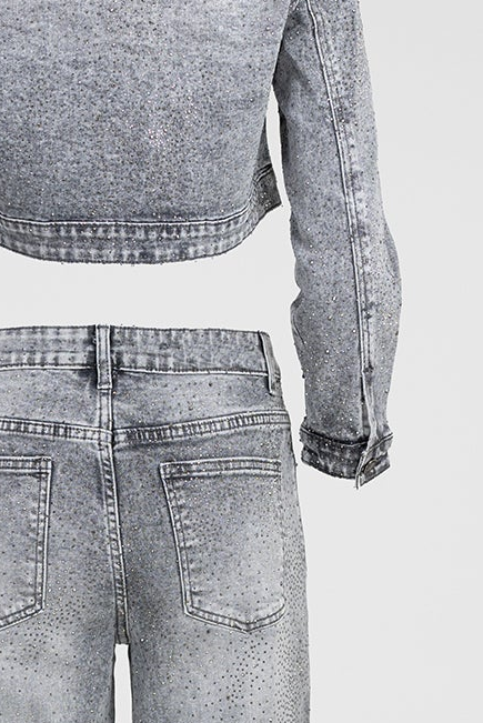 Дамски деним комплект с камъни Silver Spark